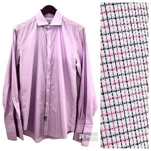 Charles Tyrwhitt No Iron Extra Slim Multicolor Line Check Dress Shirt Men 15 1/2